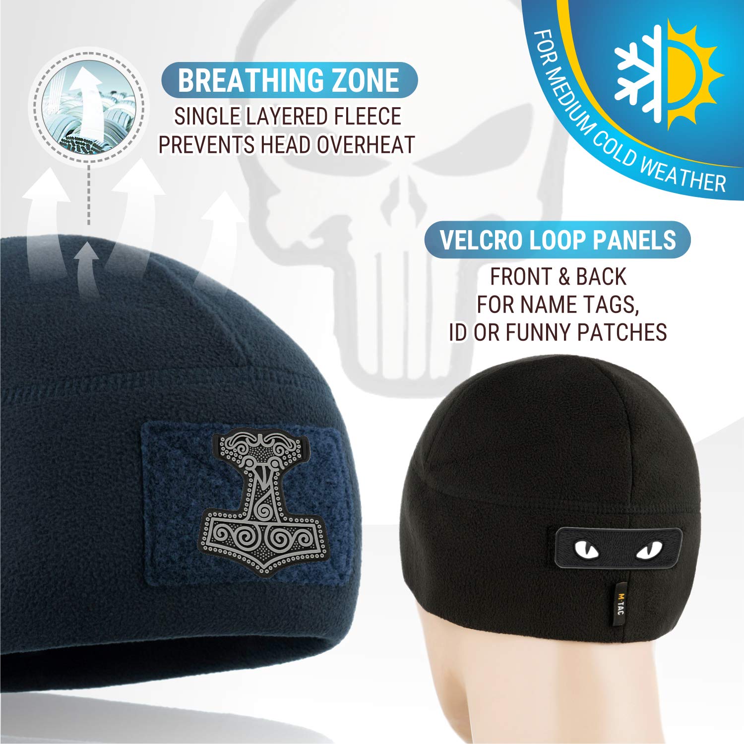 M-Tac Fleece Tactical Watch Cap Beanie With Patch Panel (270 g/m2)