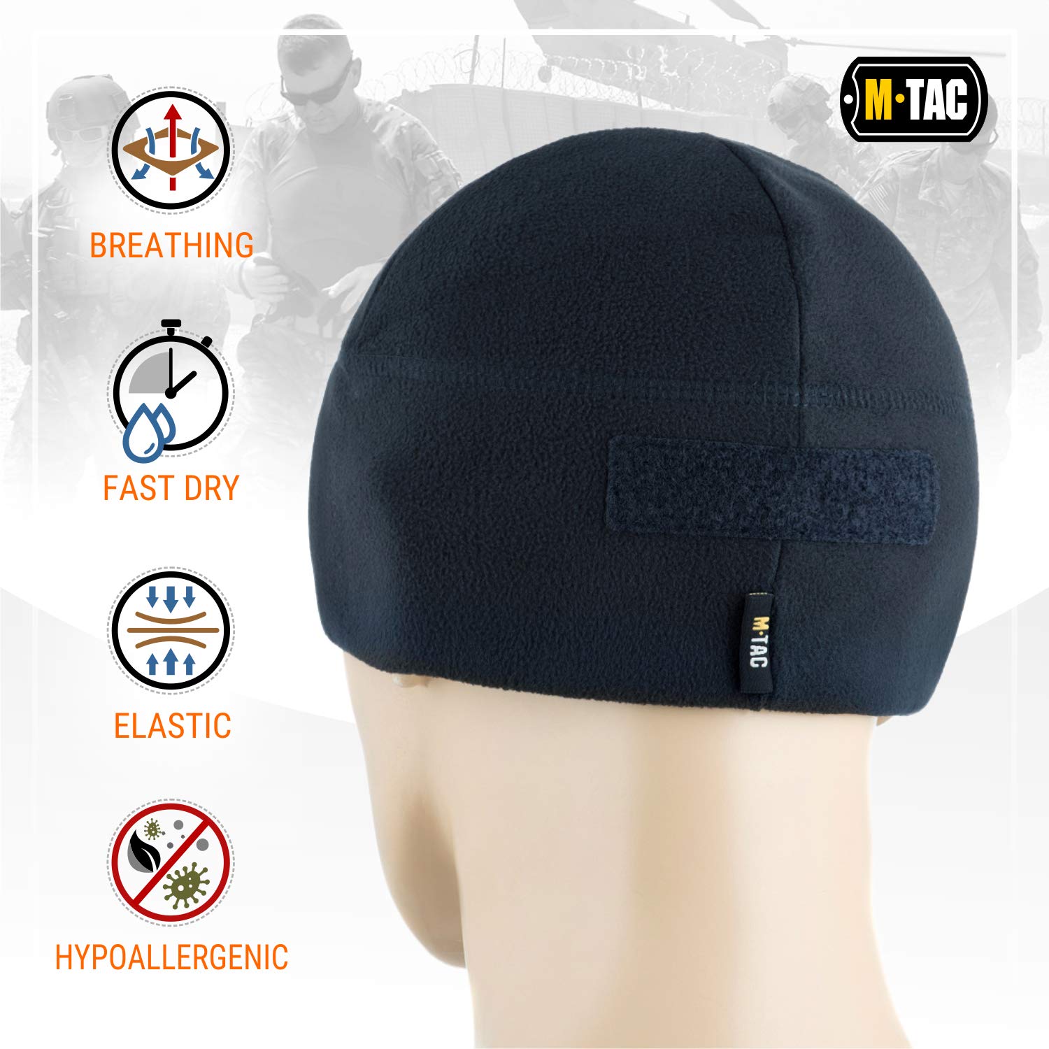 M-Tac Fleece Tactical Watch Cap Beanie With Patch Panel (270 g/m2)